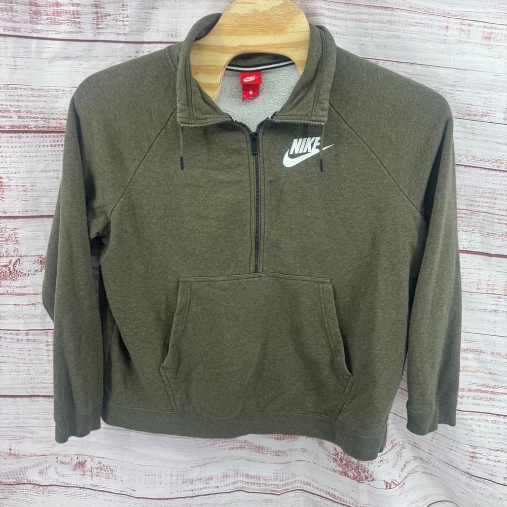 Nike Sweater Mens XL‎ Quarter Zip Pullover Sweatshirt Olive Green Fleece